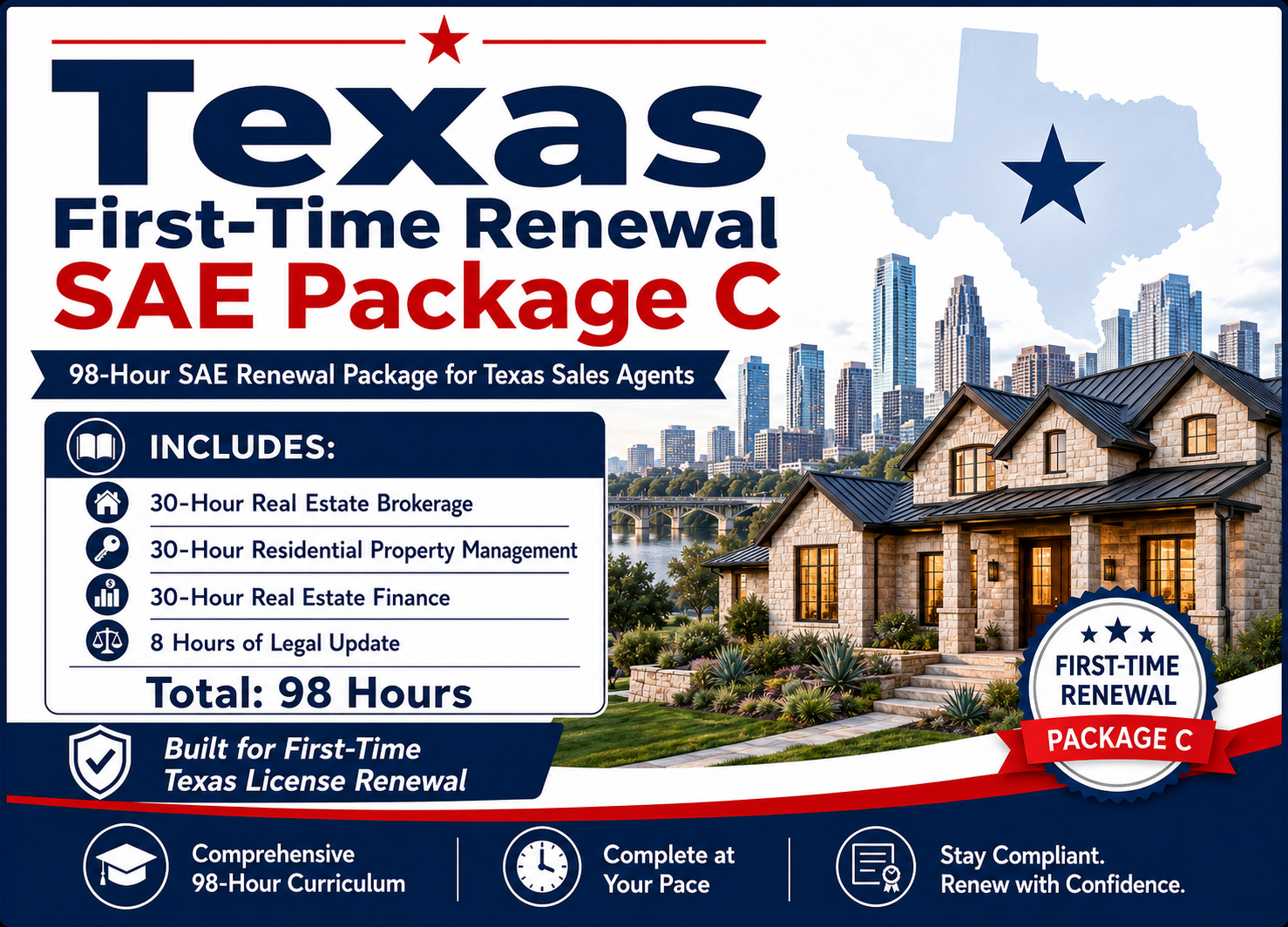 98-Hour SAE First Renewal Package for Texas Sales Agents Package C